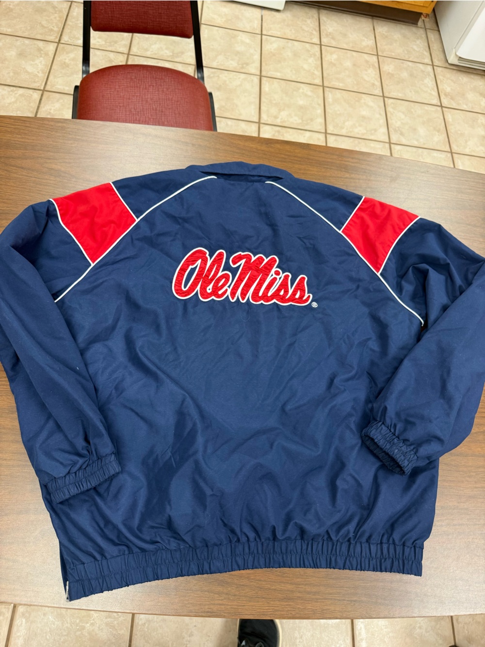 VTG 90s Ole Miss Rebels Colonel Reb Windbreaker Pullover Jacket Navy 58 Sports - Picture 9 of 11
